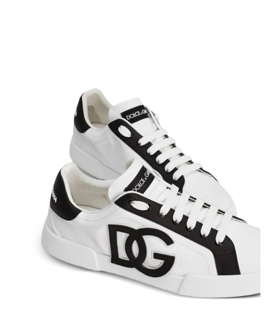 DOLCE&GABBANA Белые текстильные низкие кроссовки / кеды, фото 4