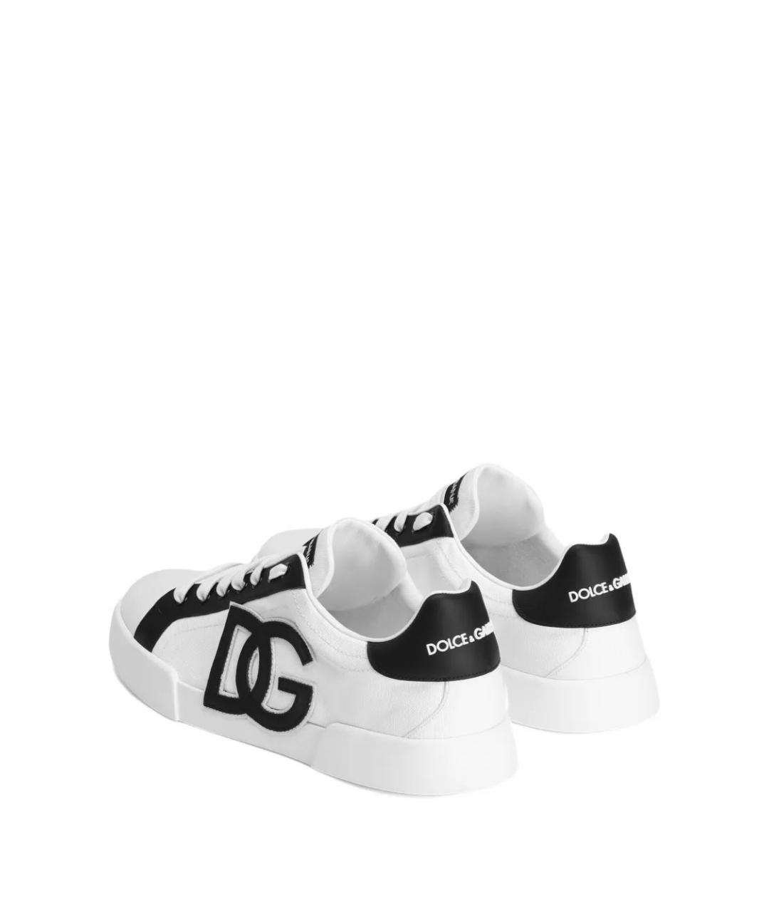 DOLCE&GABBANA Белые текстильные низкие кроссовки / кеды, фото 3