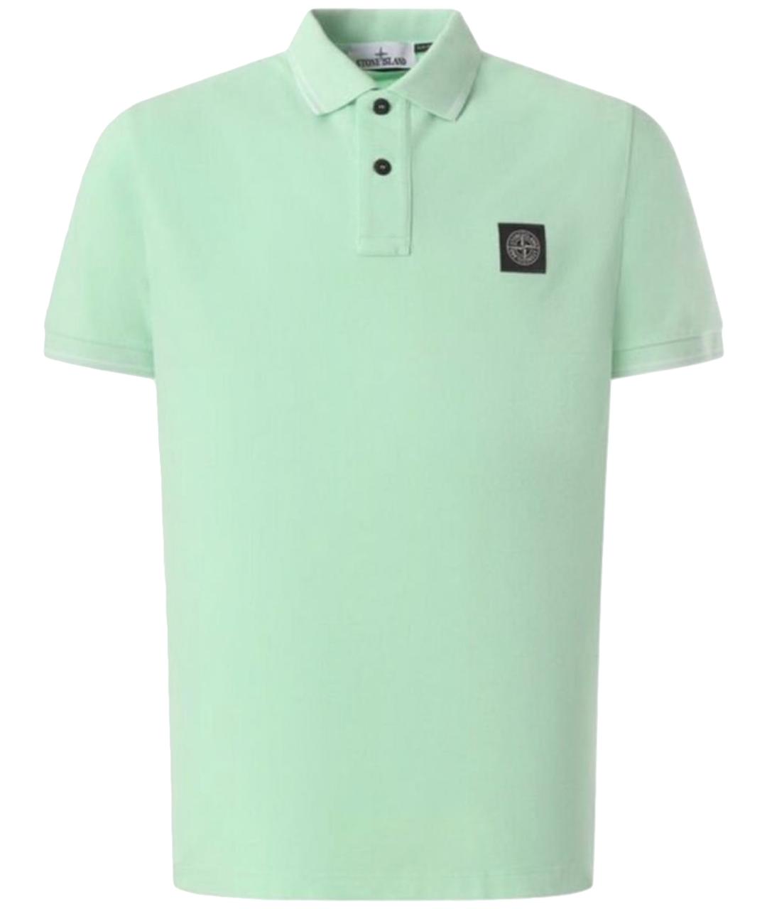 STONE ISLAND Салатовыое хлопковое поло с коротким рукавом, фото 1