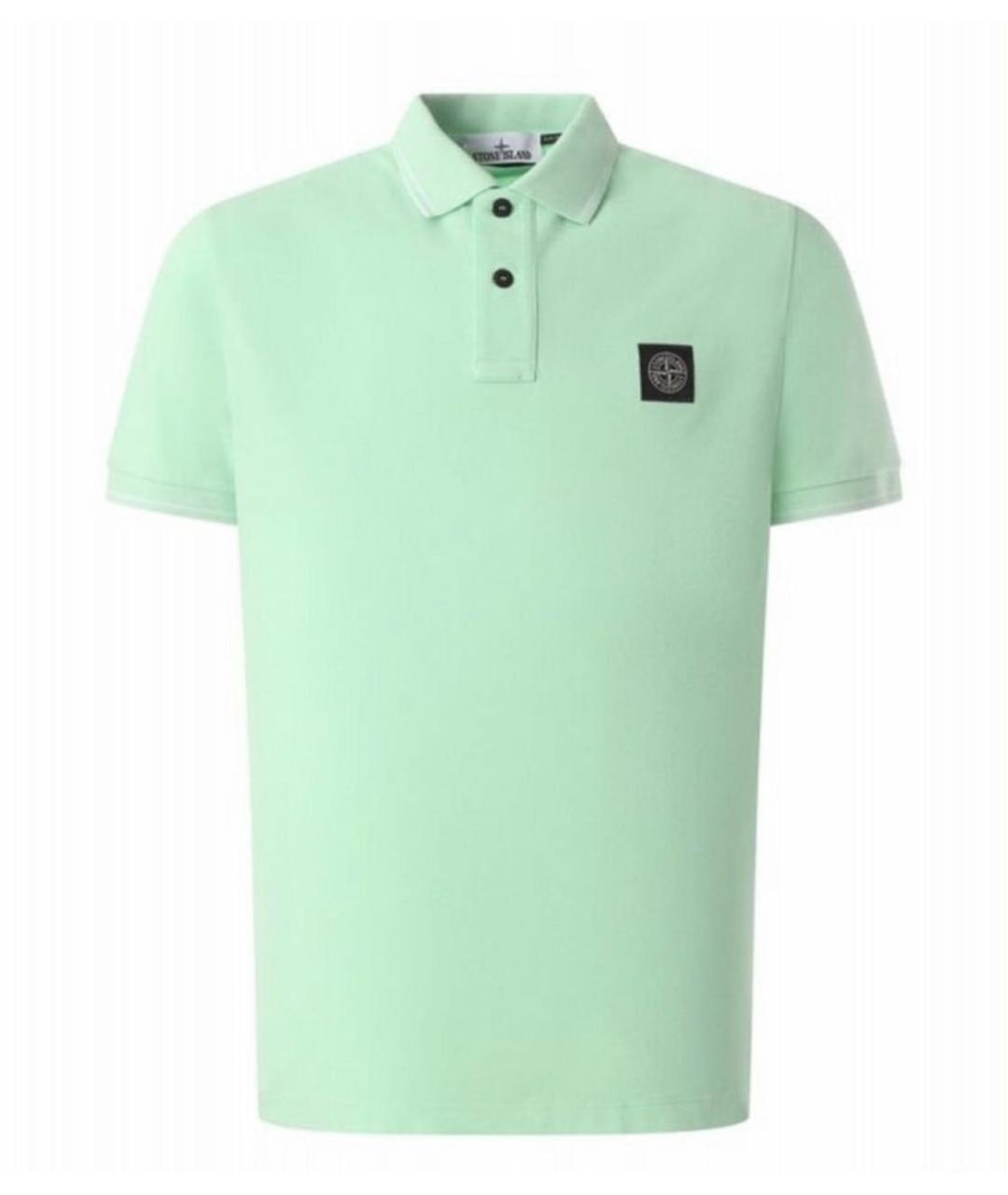 STONE ISLAND Салатовыое хлопковое поло с коротким рукавом, фото 5
