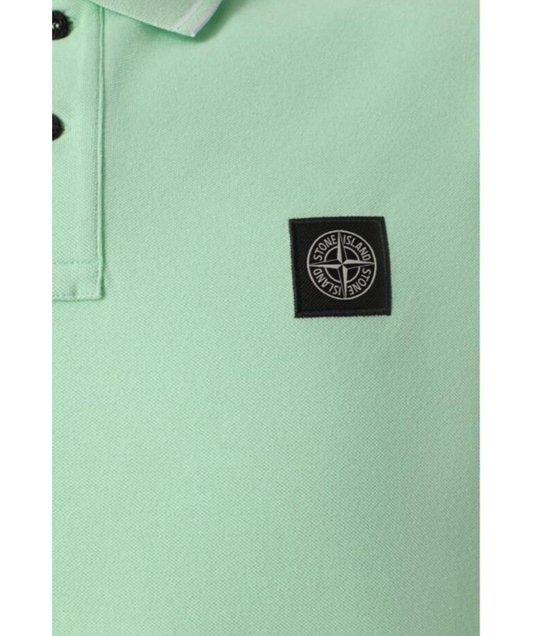 STONE ISLAND Салатовыое хлопковое поло с коротким рукавом, фото 4