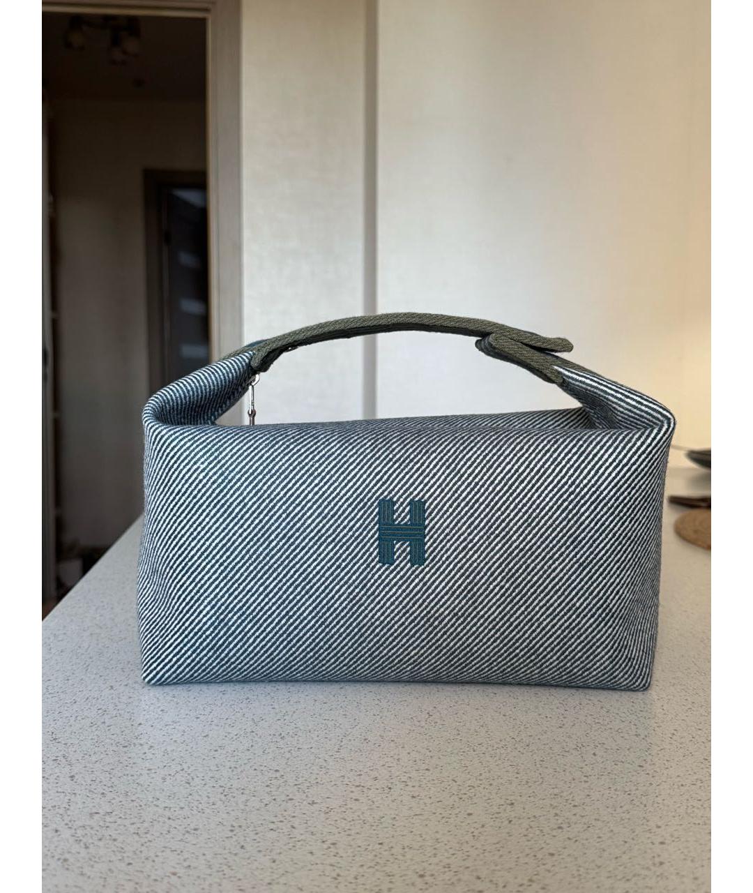 HERMES Серая шерстяная косметичка, фото 9