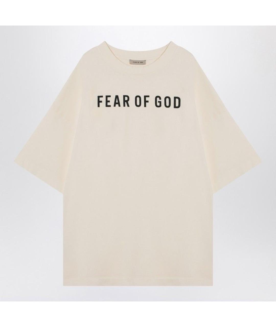 FEAR OF GOD Бежевая хлопковая футболка, фото 3
