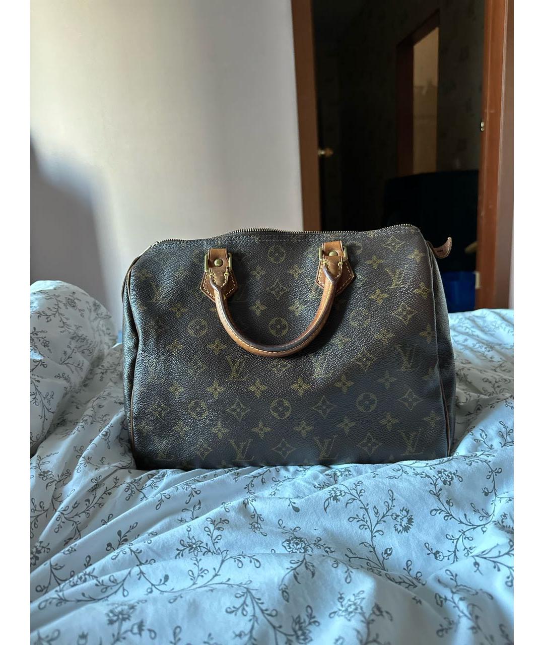 LOUIS VUITTON Коричневая кожаная сумка с короткими ручками, фото 5
