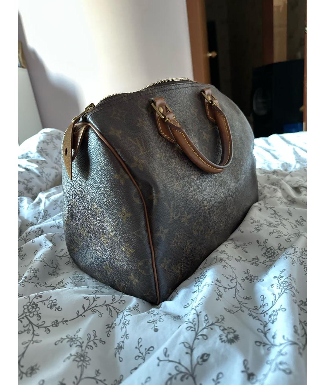 LOUIS VUITTON Коричневая кожаная сумка с короткими ручками, фото 2