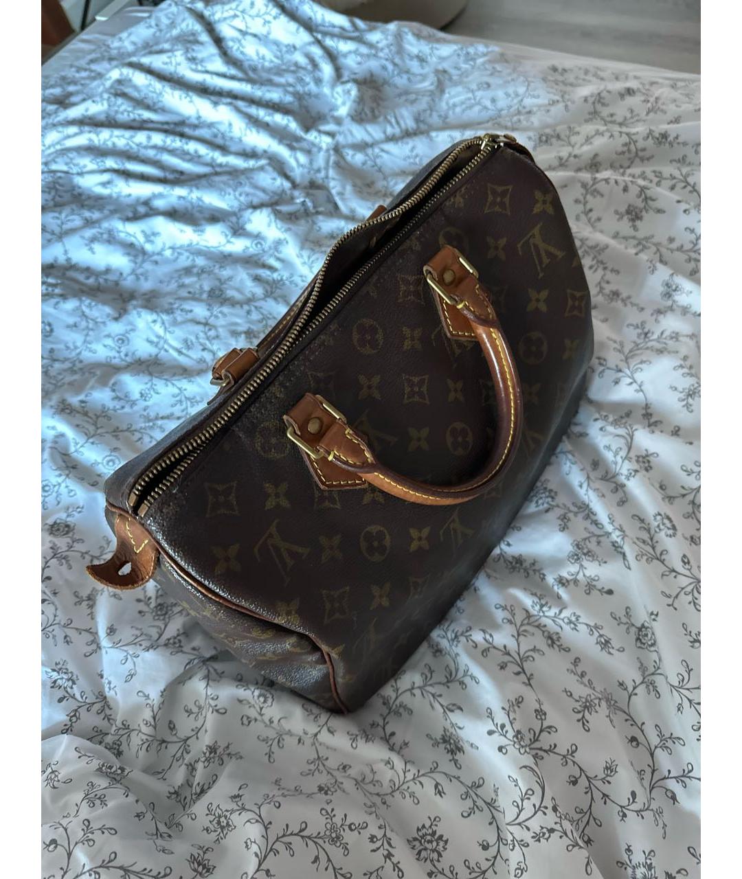 LOUIS VUITTON Коричневая кожаная сумка с короткими ручками, фото 4