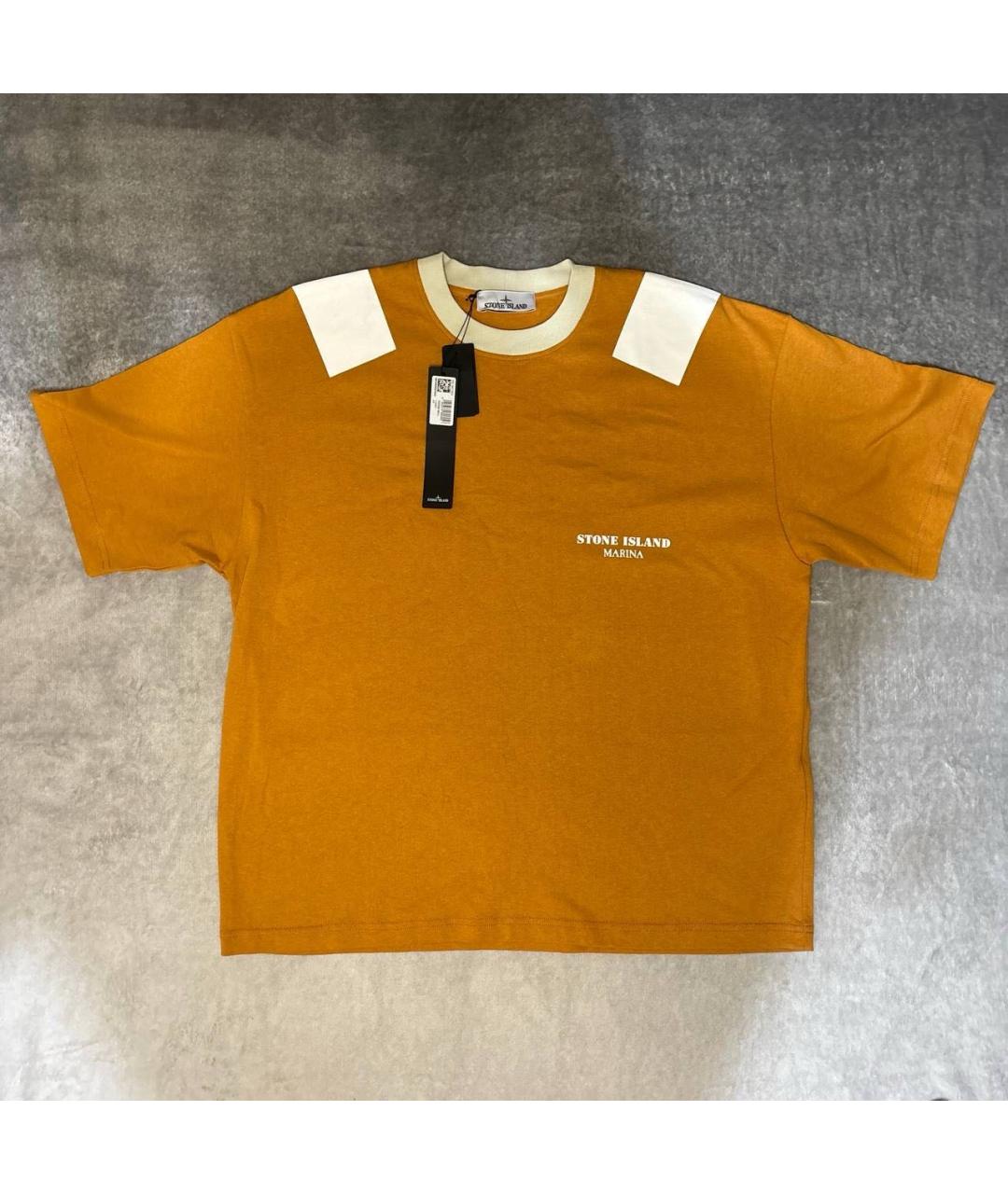 STONE ISLAND Оранжевая хлопковая футболка, фото 8