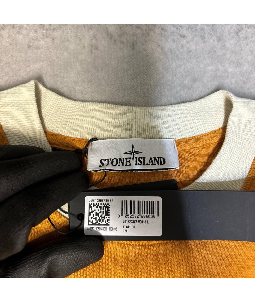 STONE ISLAND Оранжевая хлопковая футболка, фото 3