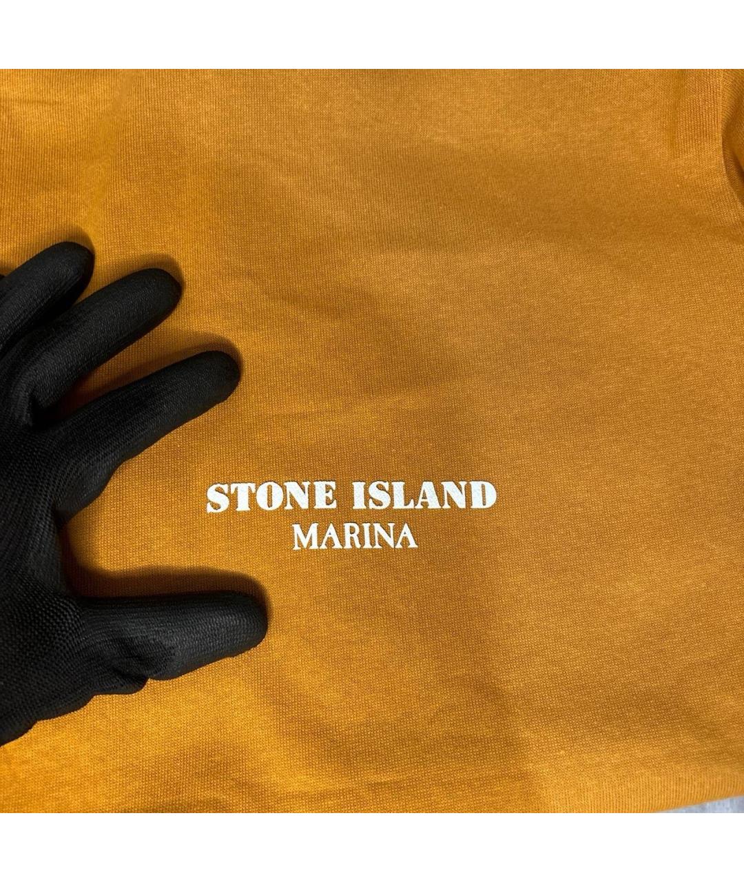 STONE ISLAND Оранжевая хлопковая футболка, фото 4