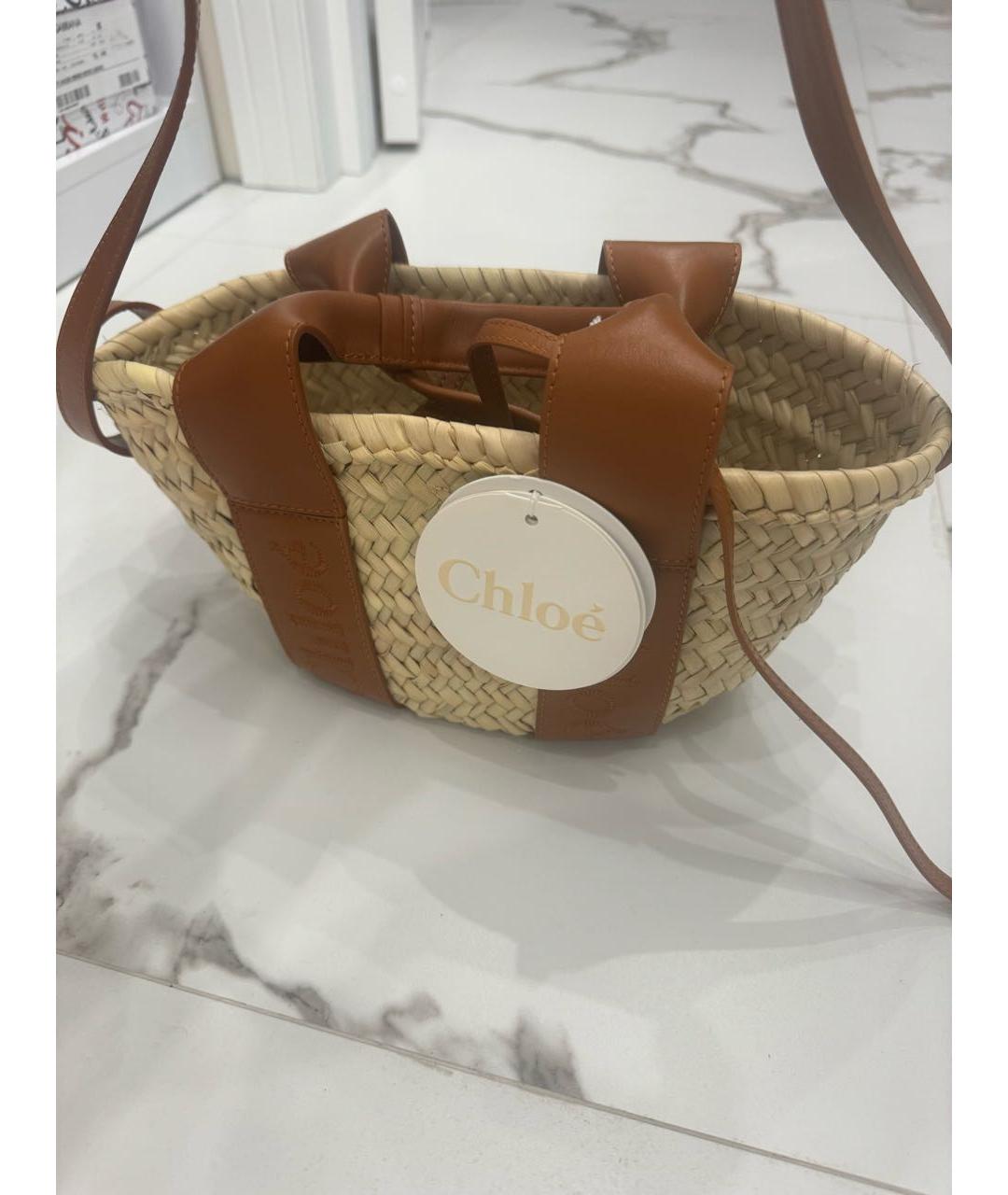 CHLOE Коричневая пелетеная пляжная сумка, фото 4