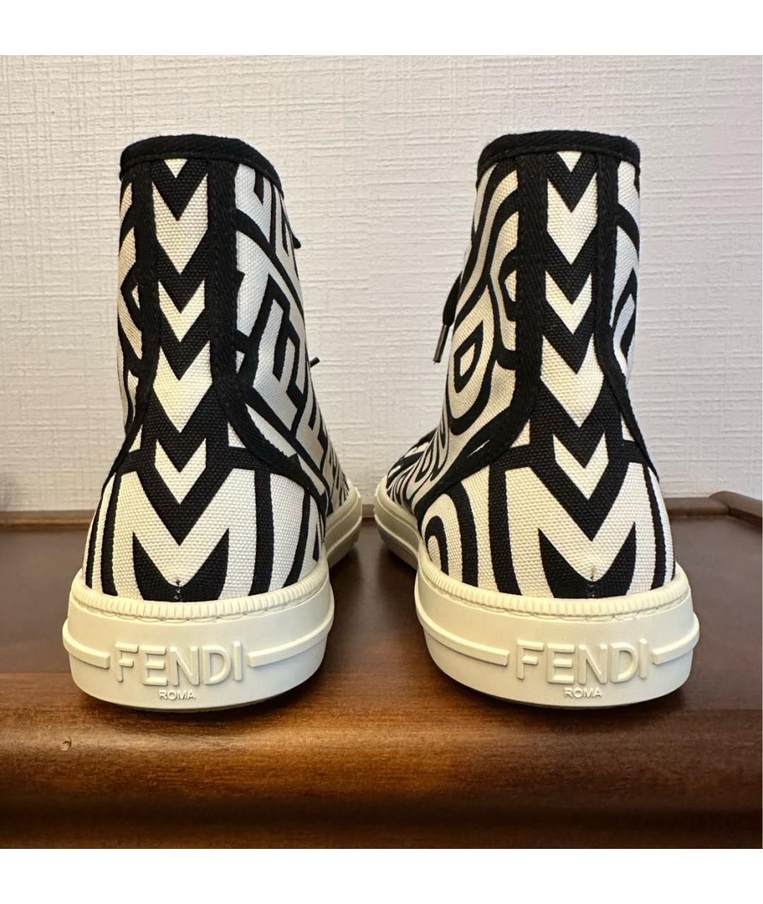FENDI Белые текстильные высокие кроссовки / кеды, фото 4