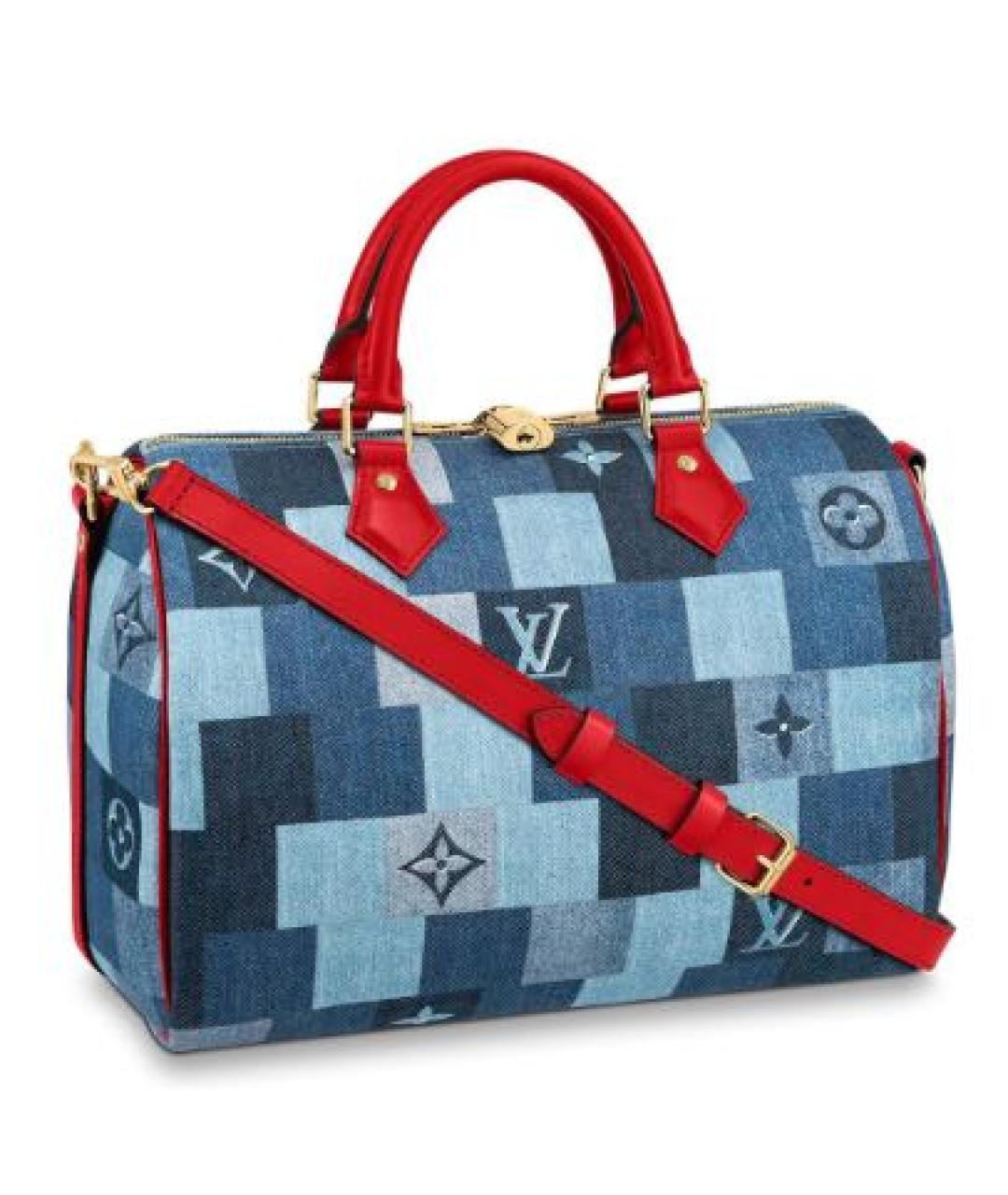 LOUIS VUITTON Синяя деним сумка с короткими ручками, фото 9