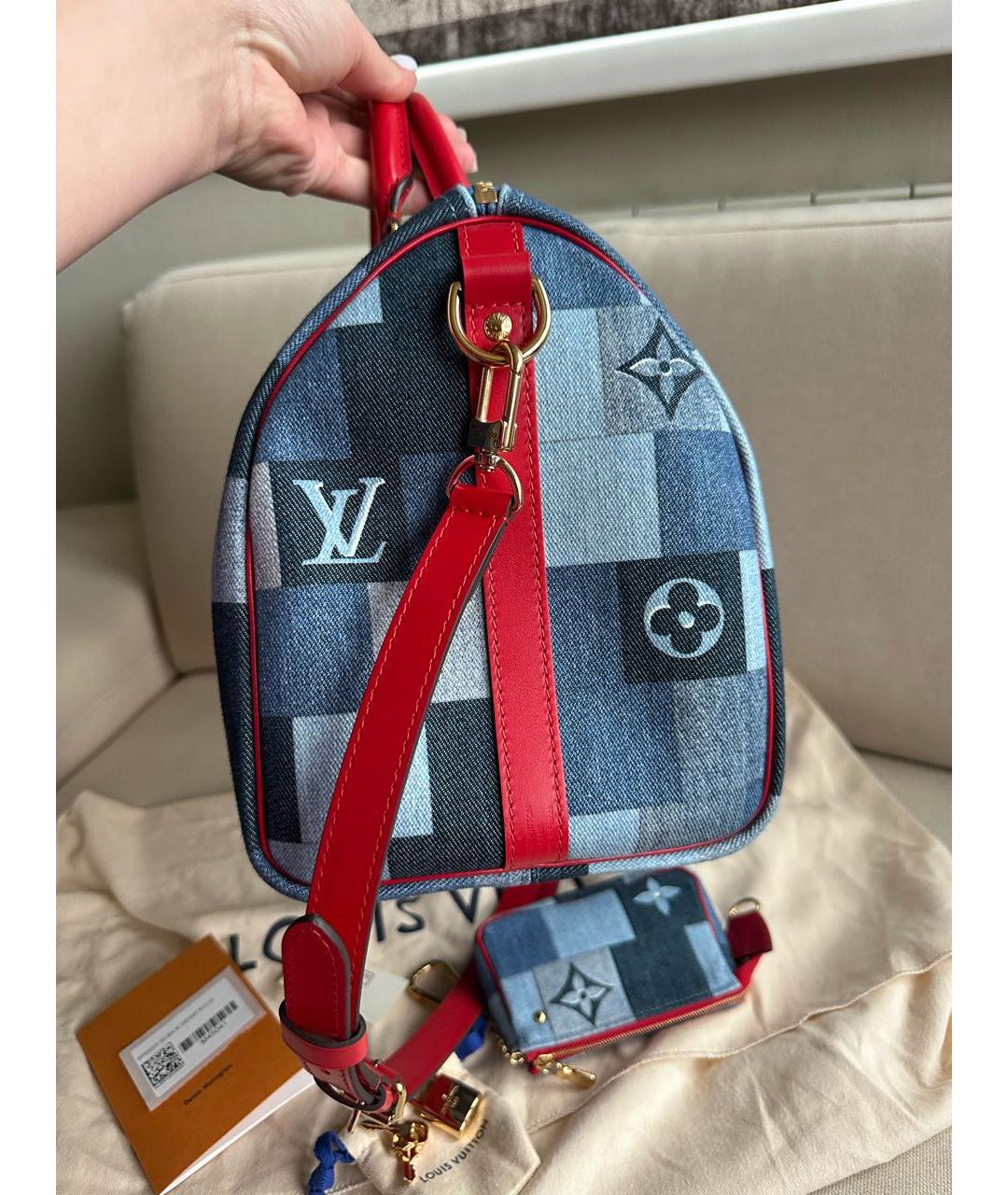 LOUIS VUITTON Синяя деним сумка с короткими ручками, фото 6