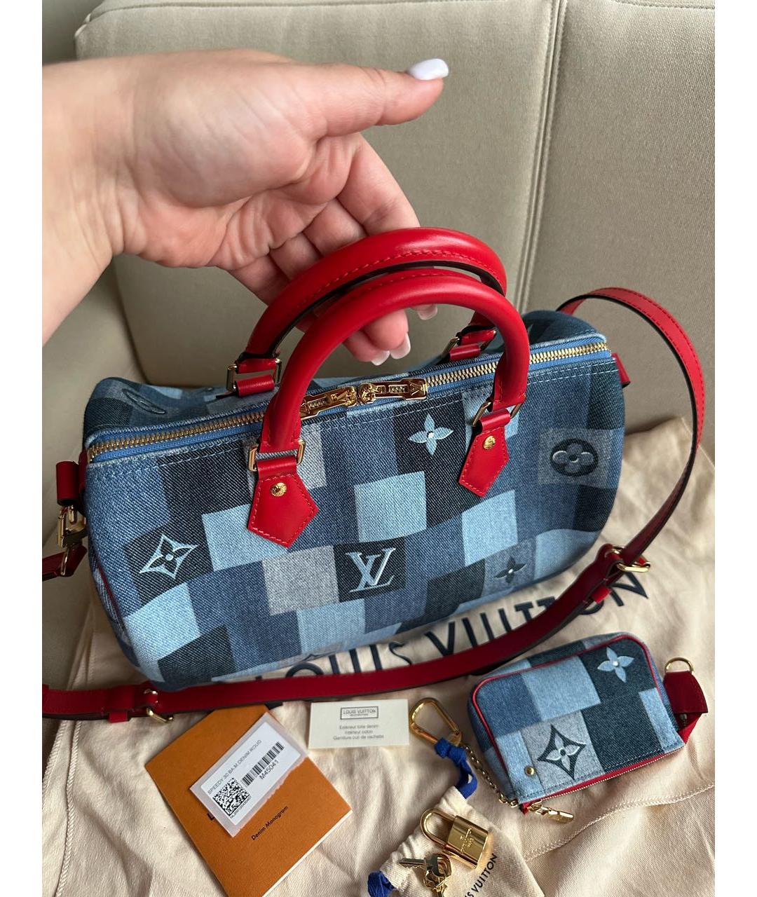 LOUIS VUITTON Синяя деним сумка с короткими ручками, фото 3