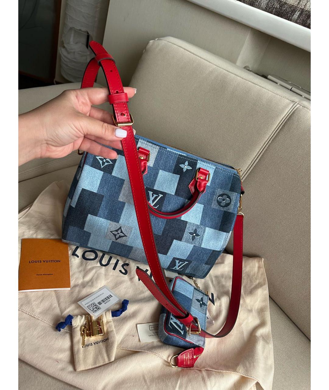 LOUIS VUITTON Синяя деним сумка с короткими ручками, фото 8