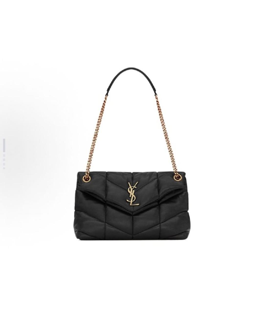 SAINT LAURENT Черная кожаная сумка с короткими ручками, фото 2
