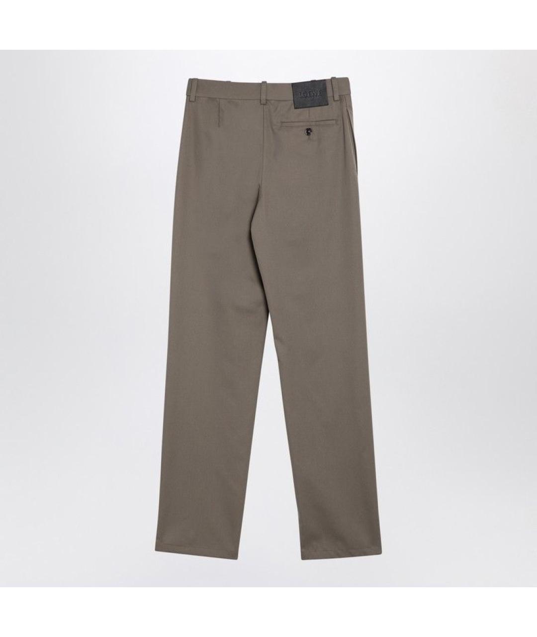 LOEWE Хаки хлопковые прямые брюки, фото 2