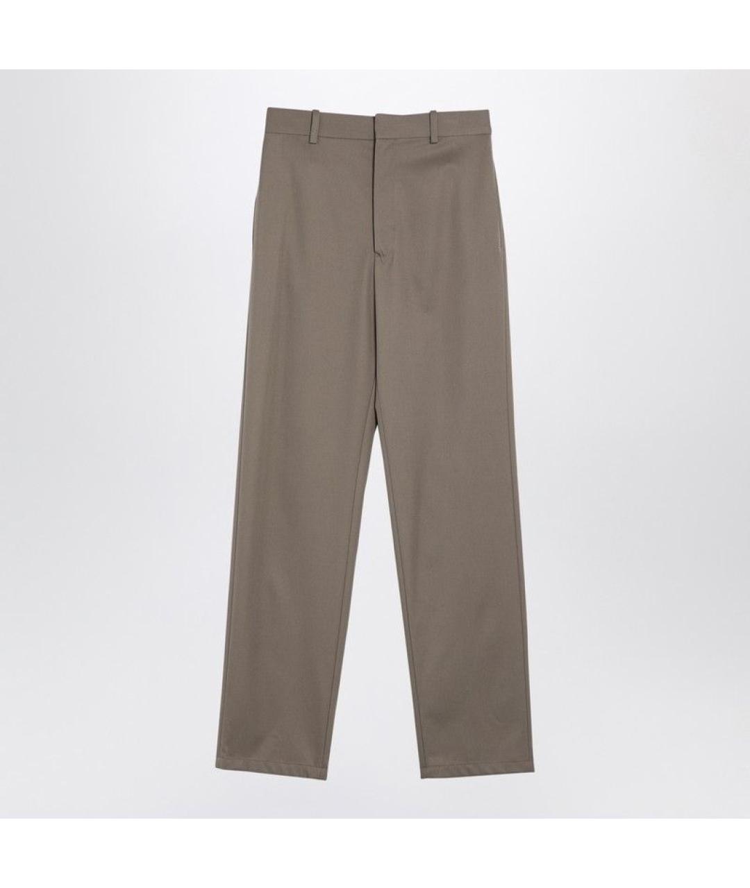 LOEWE Хаки хлопковые прямые брюки, фото 3