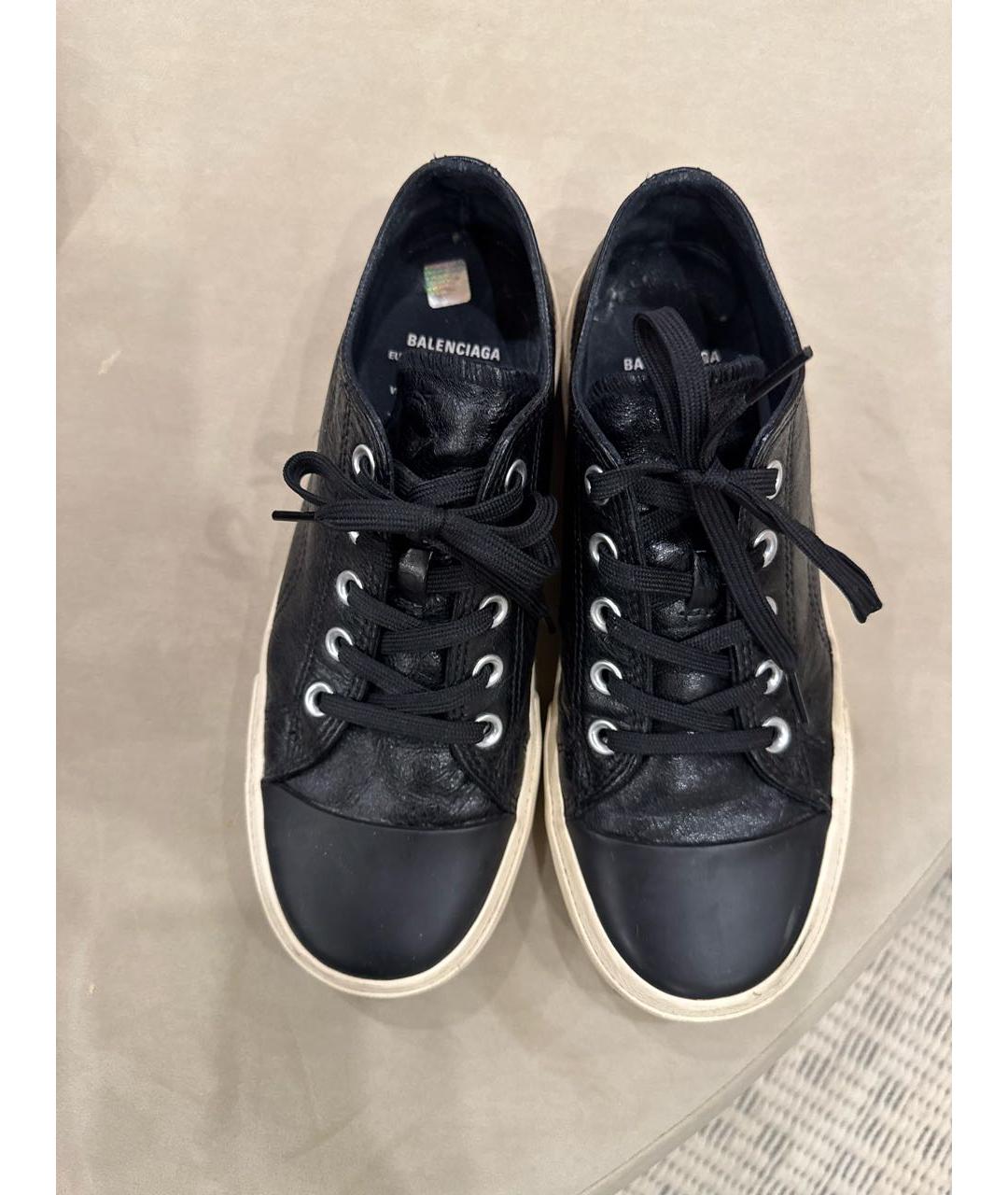 BALENCIAGA Черные кожаные кеды, фото 3