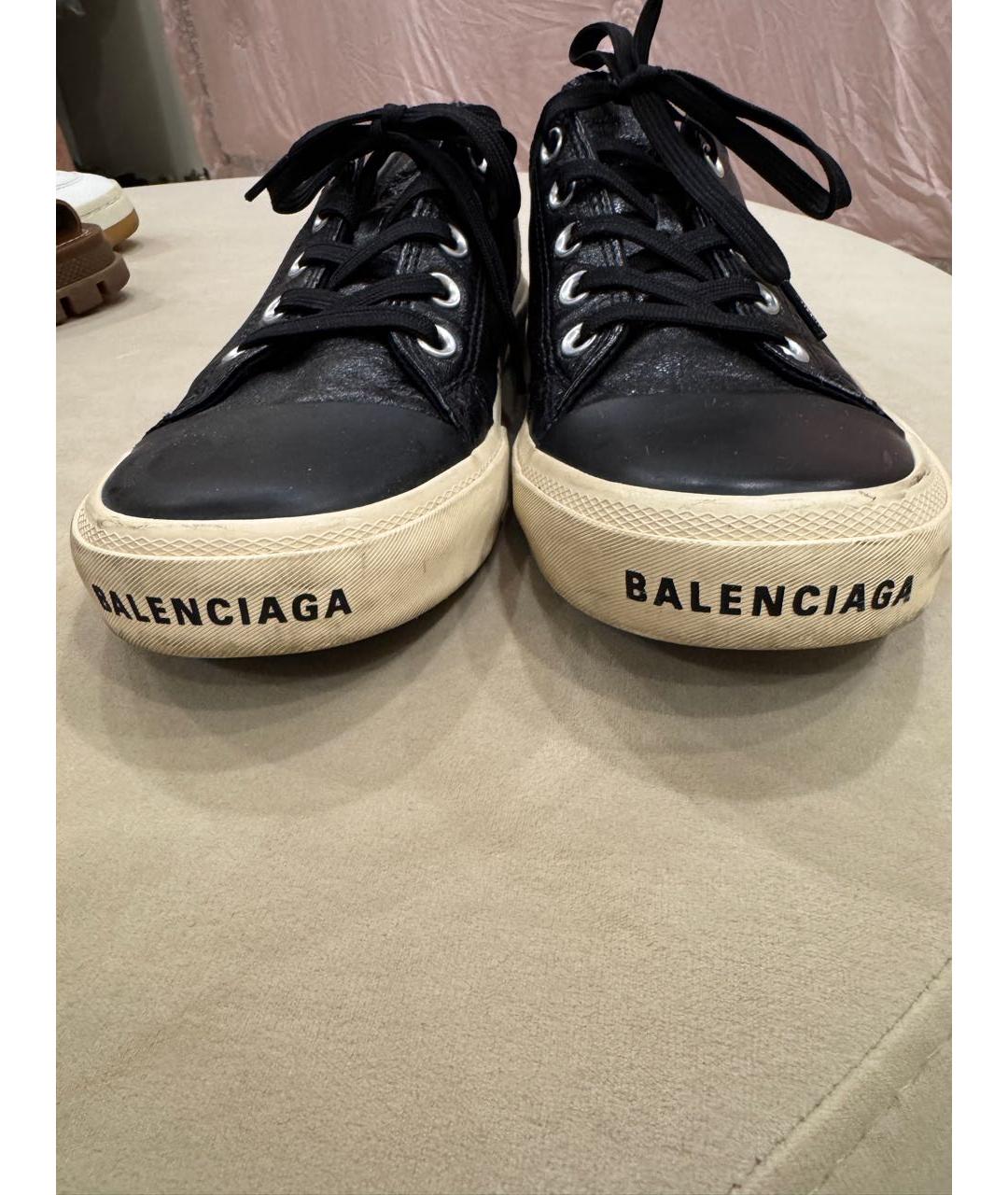 BALENCIAGA Черные кожаные кеды, фото 2