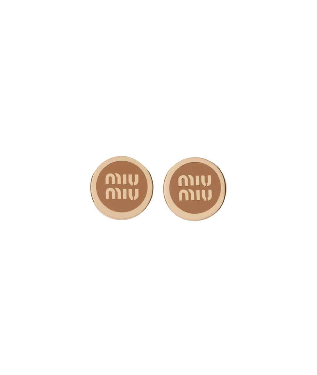 MIU MIU Коричневые металлические серьги, фото 1
