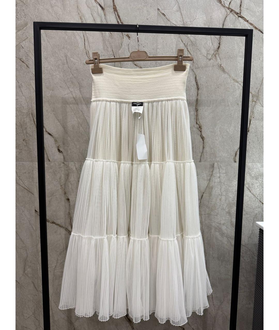 CHANEL Белая хлопковая юбка макси, фото 3