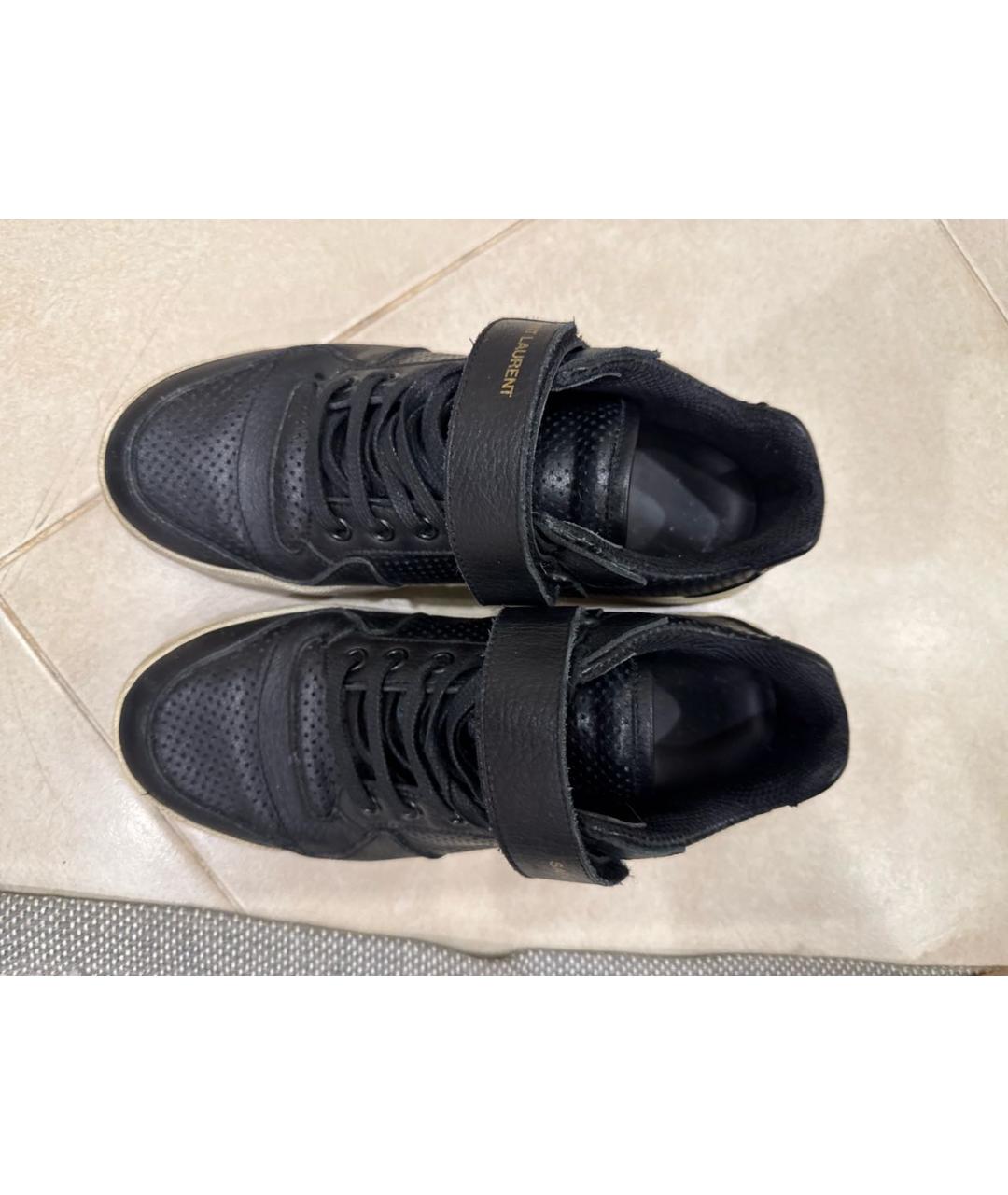 SAINT LAURENT Черные кожаные кеды, фото 2