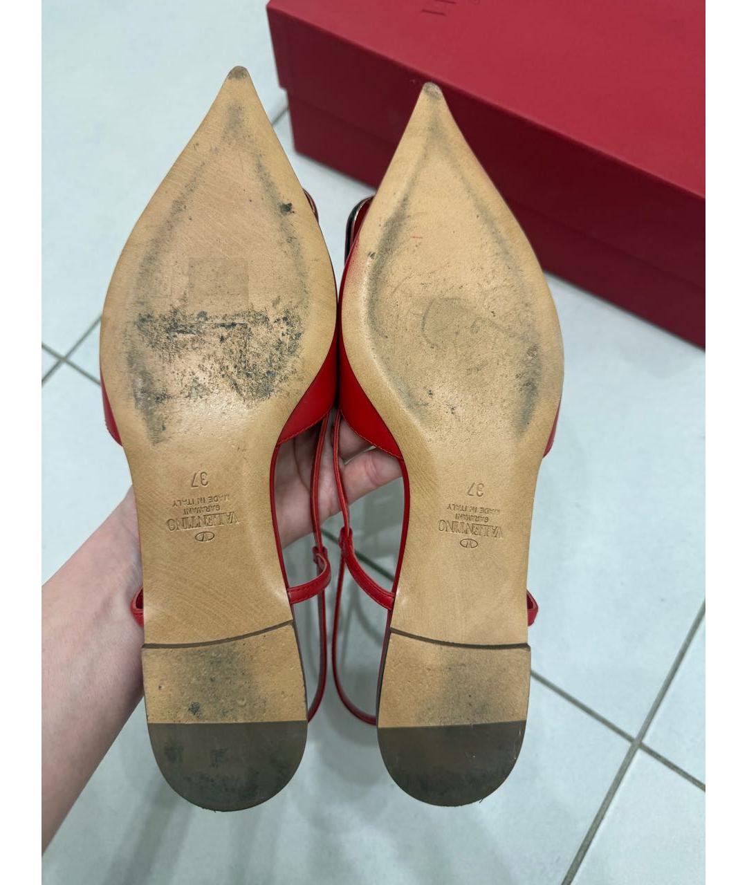 VALENTINO Красные кожаные мюли, фото 5