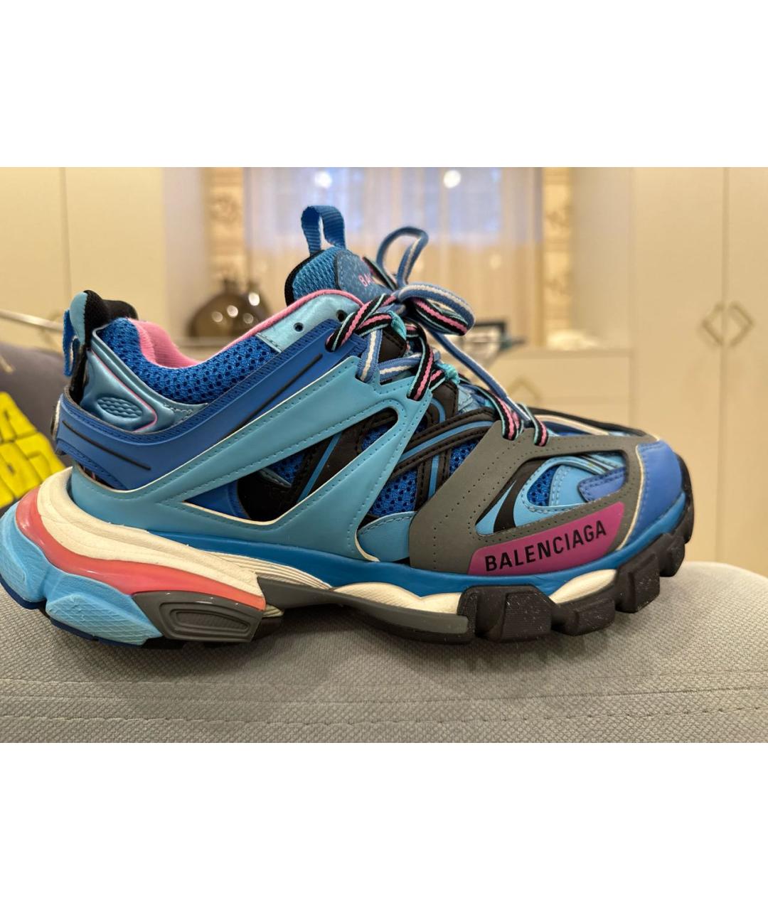 BALENCIAGA Голубые кожаные кроссовки, фото 5