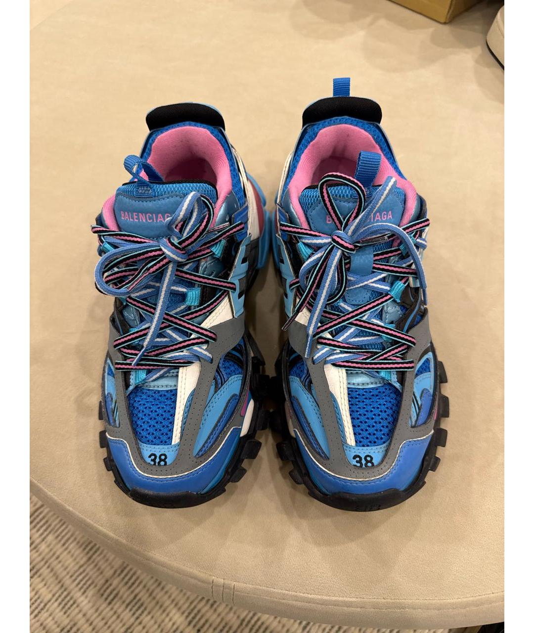 BALENCIAGA Голубые кожаные кроссовки, фото 2