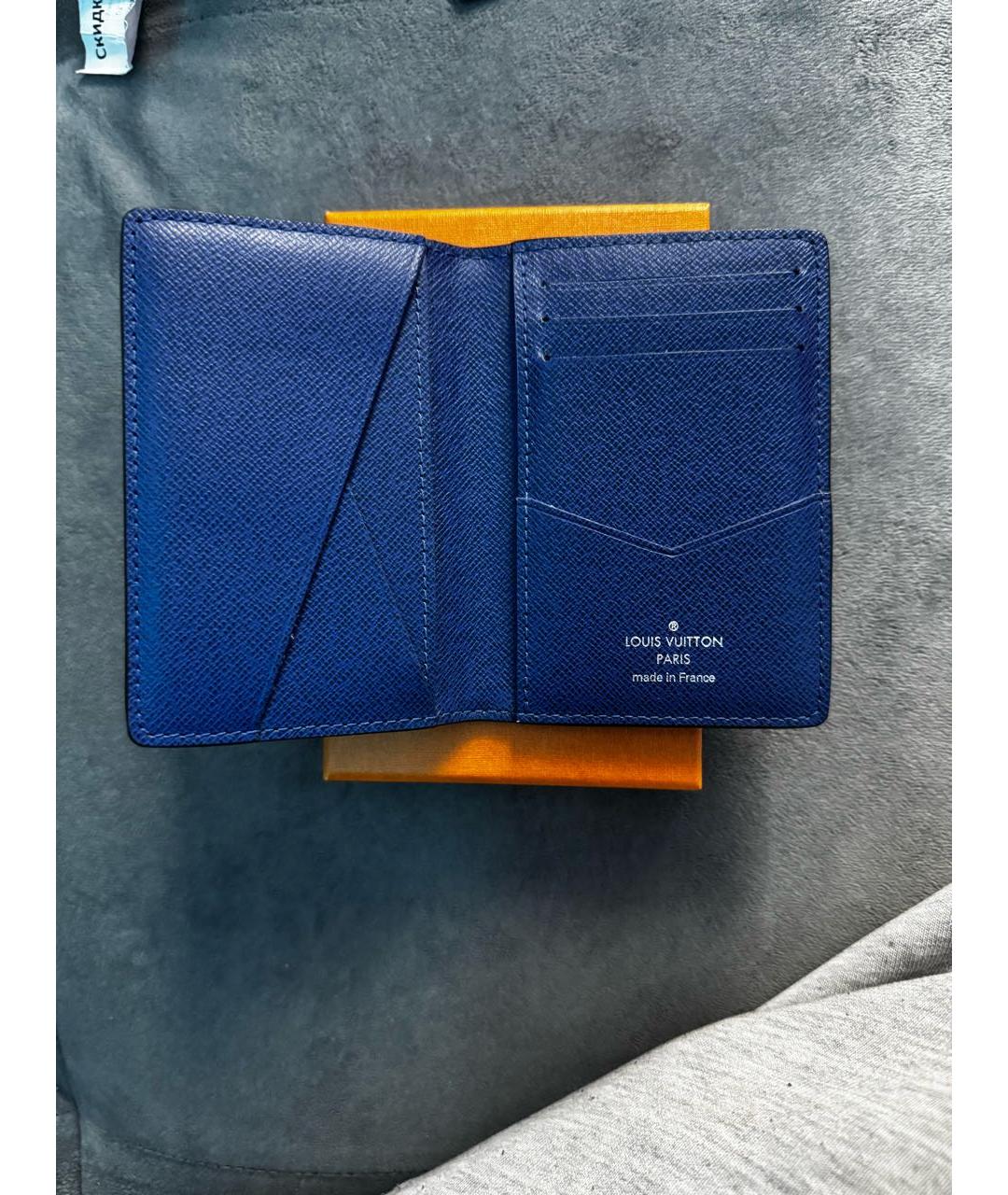 LOUIS VUITTON Темно-синий кожаный кардхолдер, фото 2