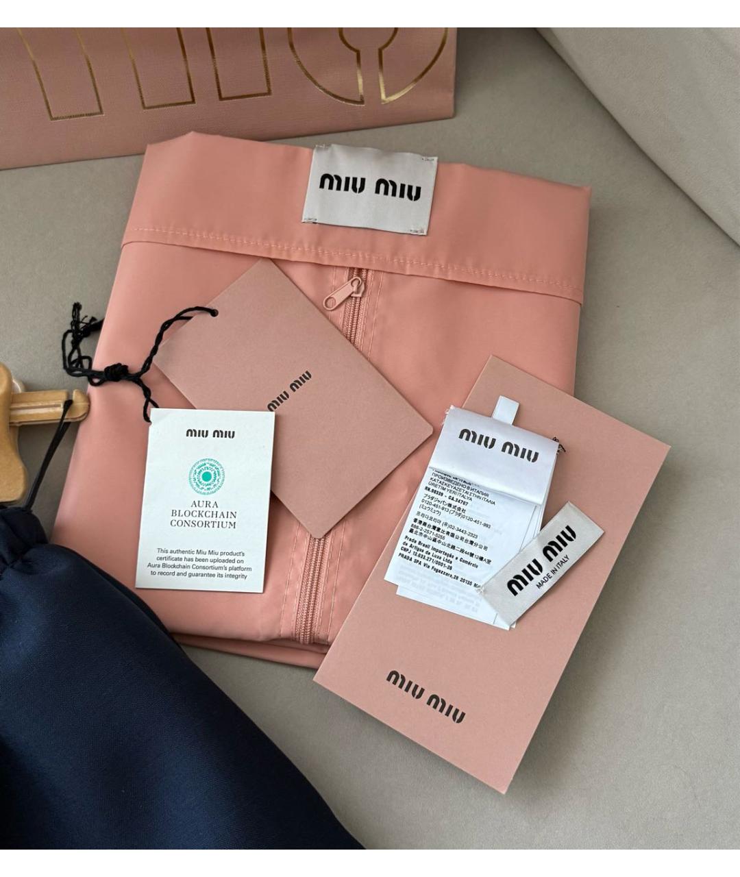 MIU MIU Темно-синяя шерстяная юбка мини, фото 5