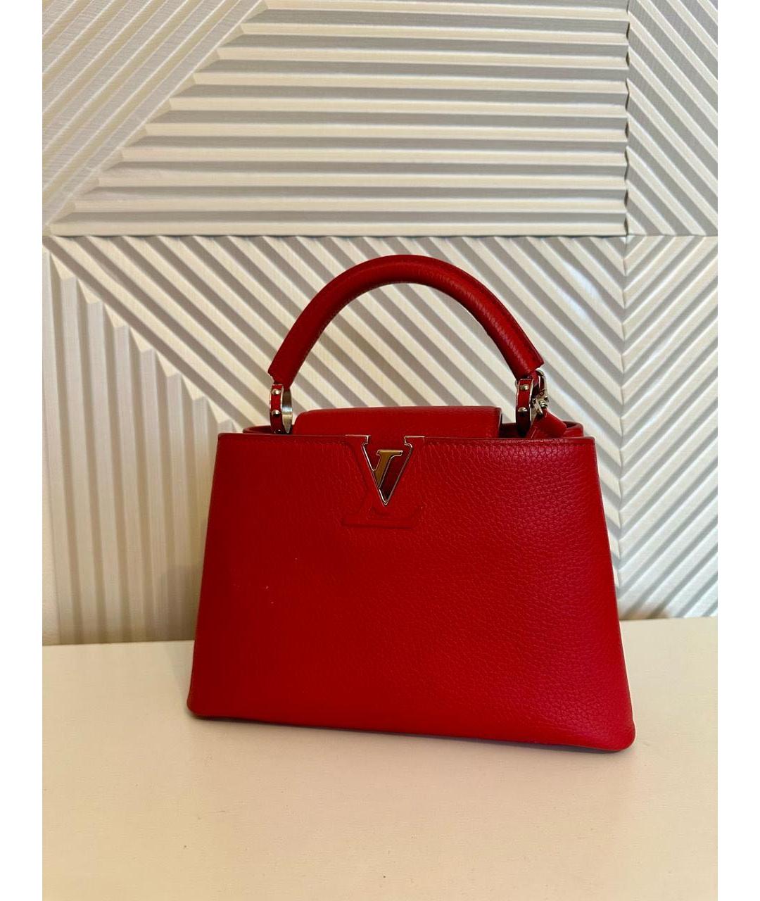 LOUIS VUITTON Красная кожаная сумка с короткими ручками, фото 4
