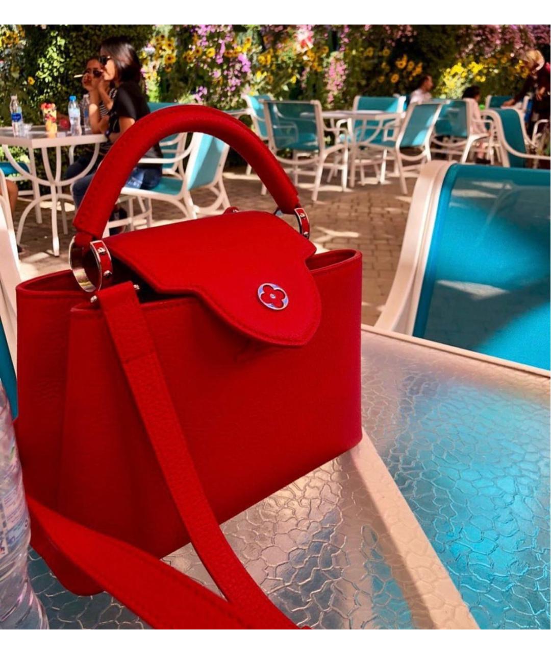 LOUIS VUITTON Красная кожаная сумка с короткими ручками, фото 3