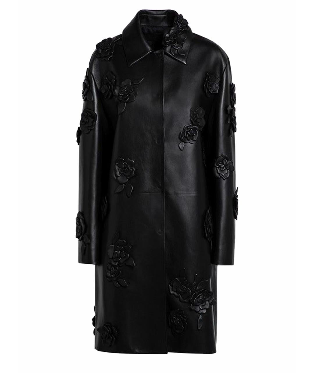 VALENTINO Черное кожаное пальто, фото 1