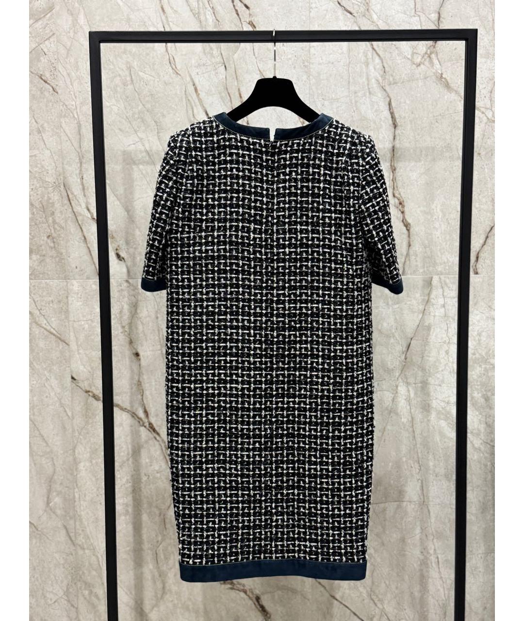 CHANEL Темно-синее шерстяное повседневное платье, фото 2