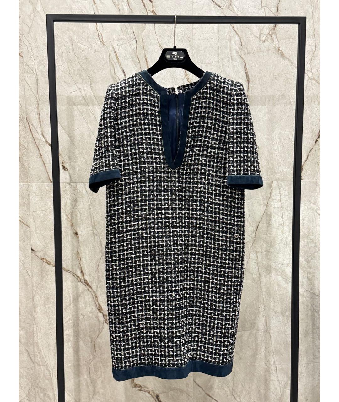CHANEL Темно-синее шерстяное повседневное платье, фото 5