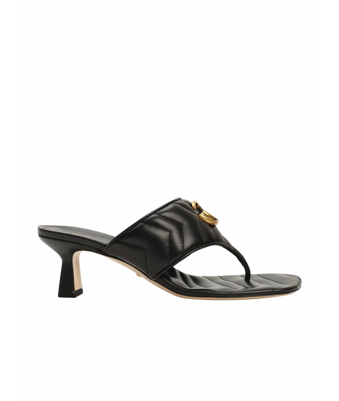 GUCCI Черные кожаные мюли, фото 1