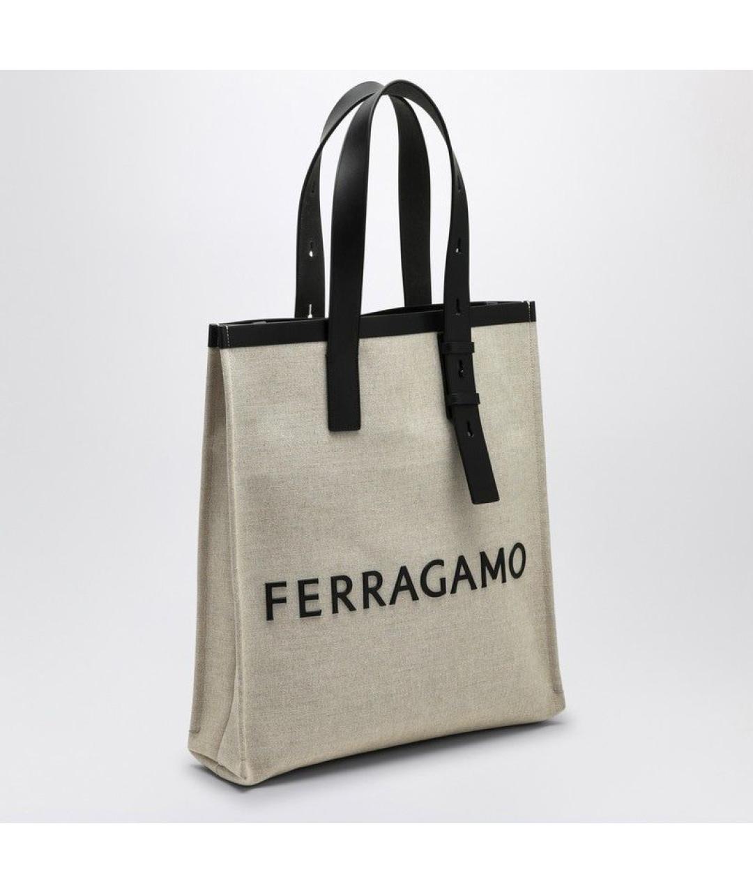 FERRAGAMO Серая тканевая сумка тоут, фото 2