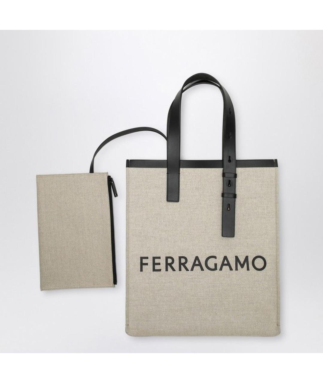 FERRAGAMO Серая тканевая сумка тоут, фото 5