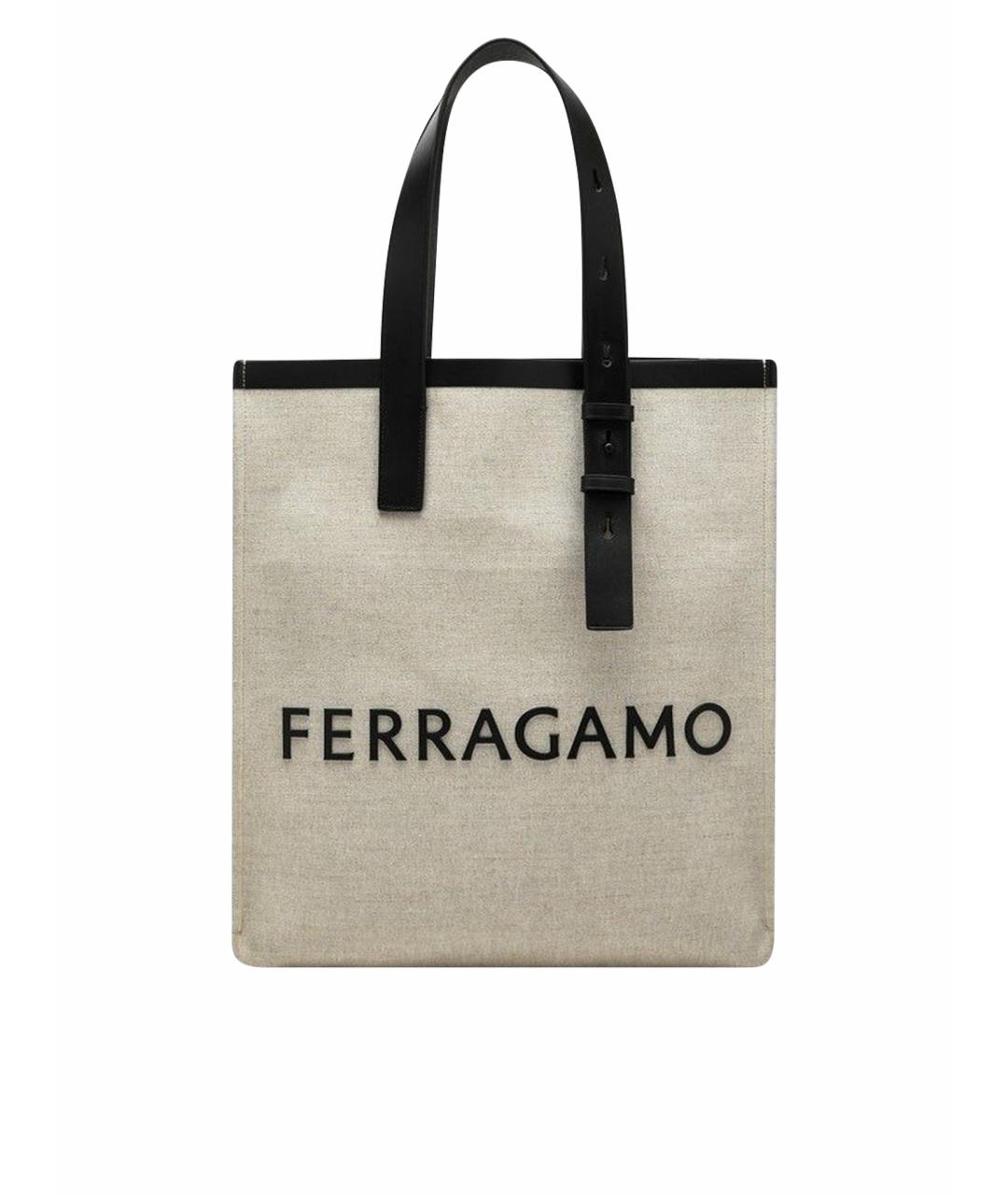 FERRAGAMO Серая тканевая сумка тоут, фото 1