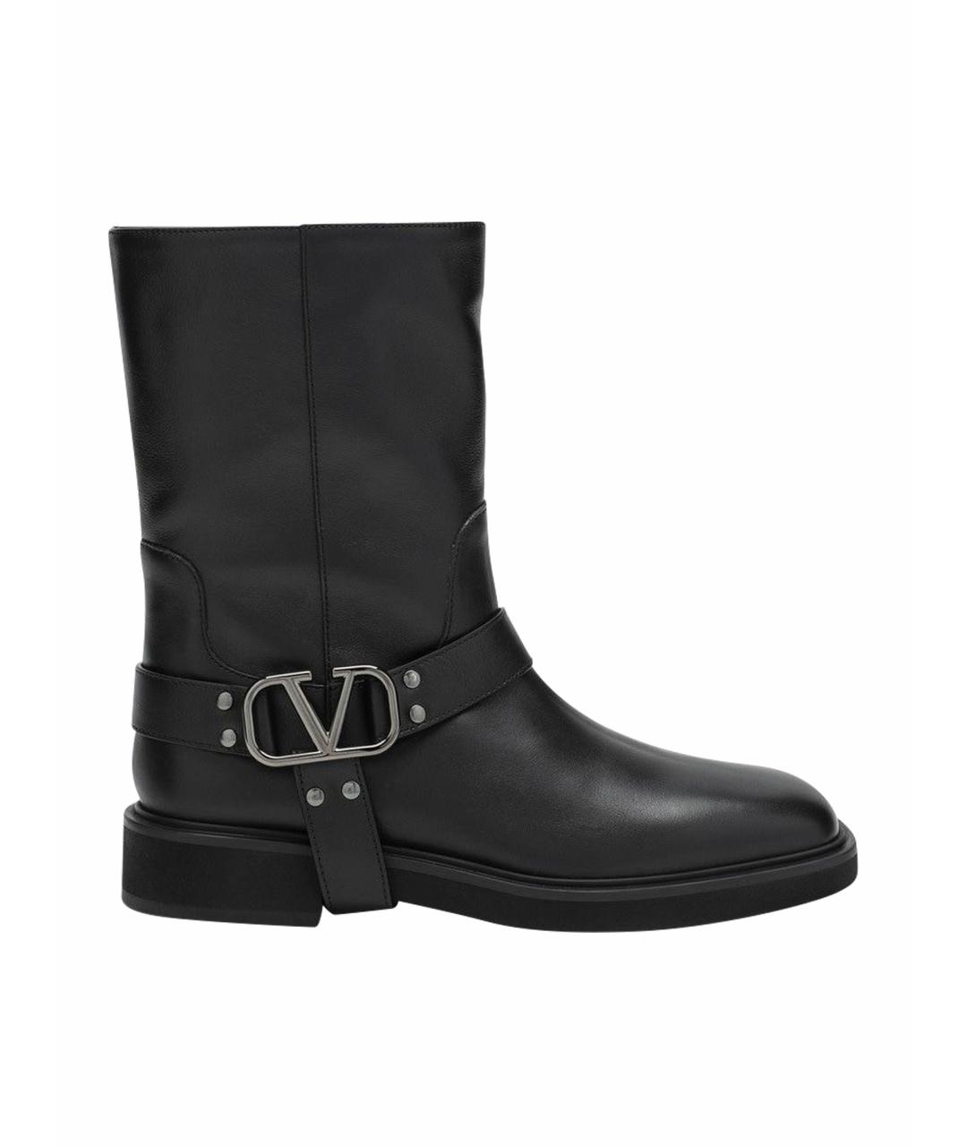 VALENTINO Черные кожаные ботинки, фото 1
