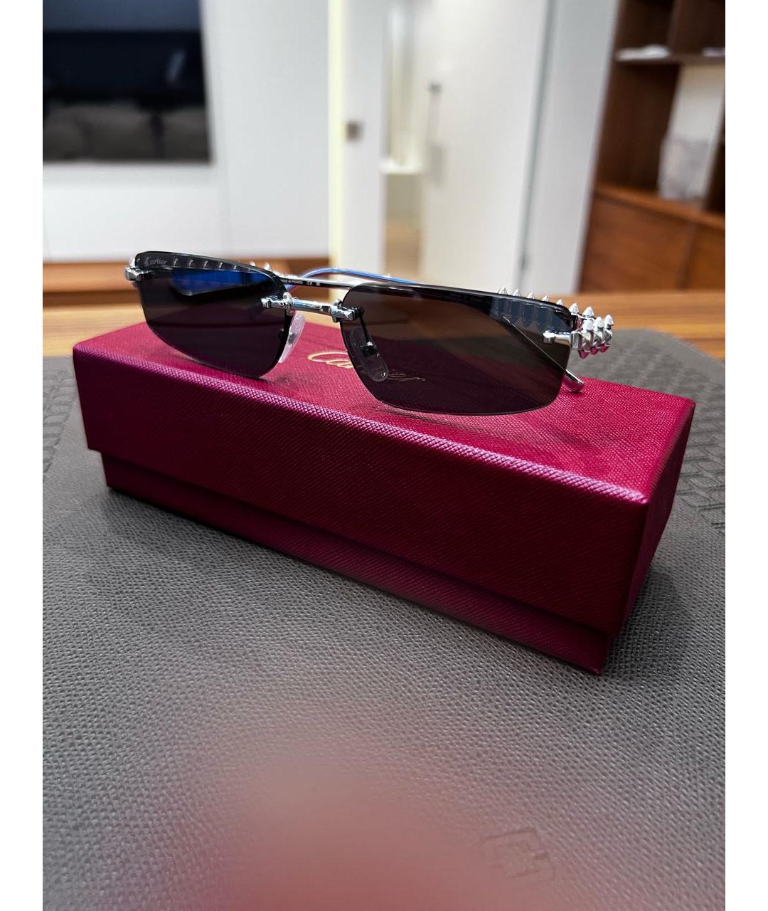 CARTIER Антрацитовые металлические солнцезащитные очки, фото 5