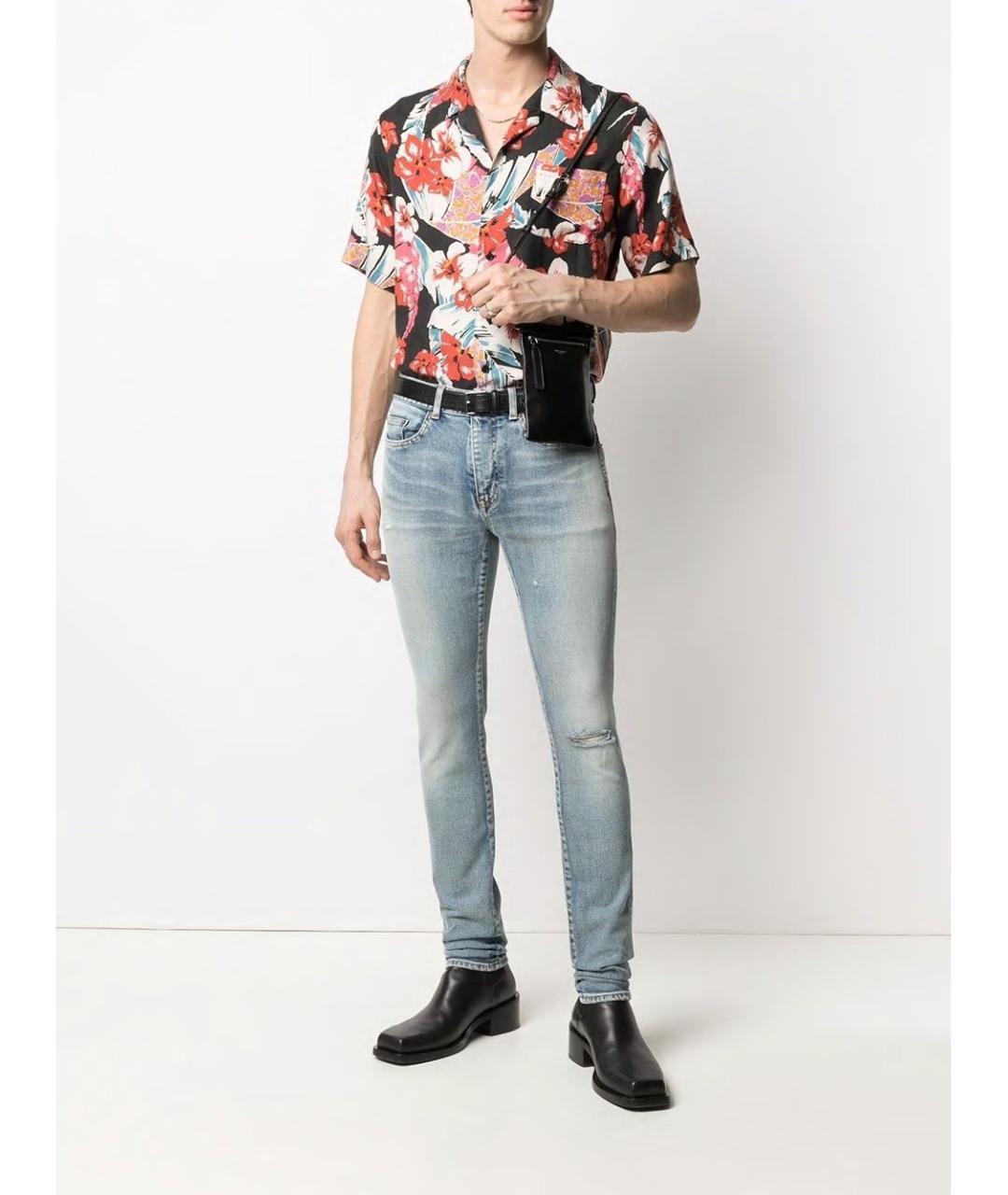 SAINT LAURENT Голубые хлопковые повседневные брюки, фото 2