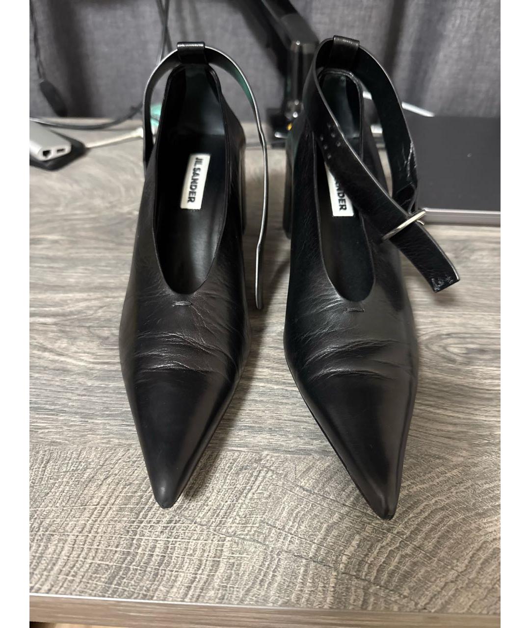 JIL SANDER Черные кожаные туфли, фото 2