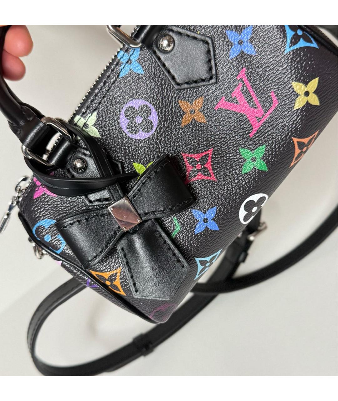 LOUIS VUITTON Черная кожаная сумка с короткими ручками, фото 3