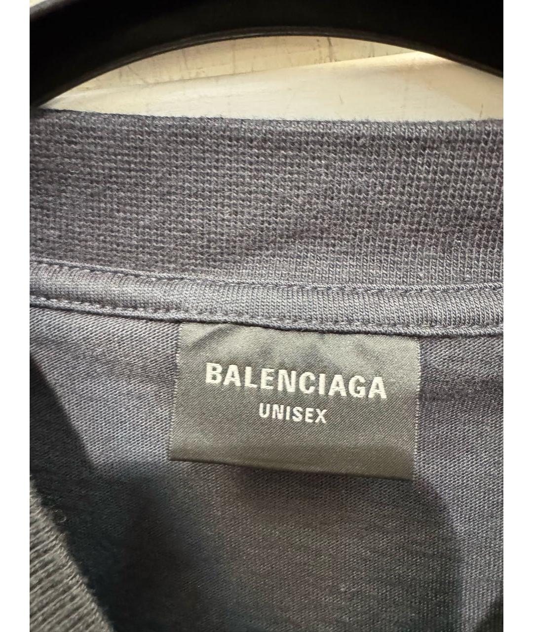 BALENCIAGA Черная хлопковая футболка, фото 4