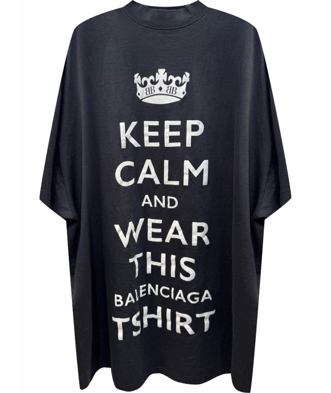 BALENCIAGA Черная хлопковая футболка, фото 1