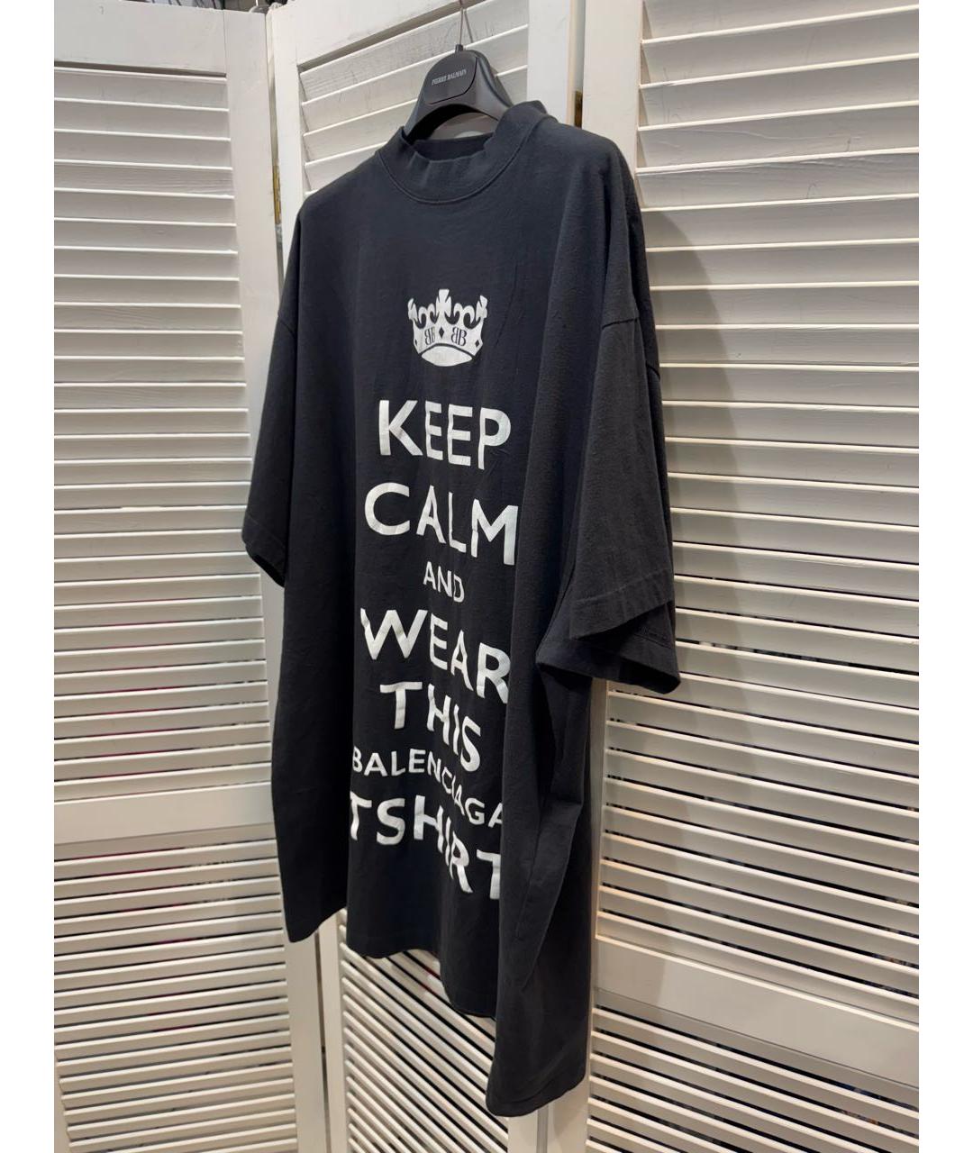 BALENCIAGA Черная хлопковая футболка, фото 3