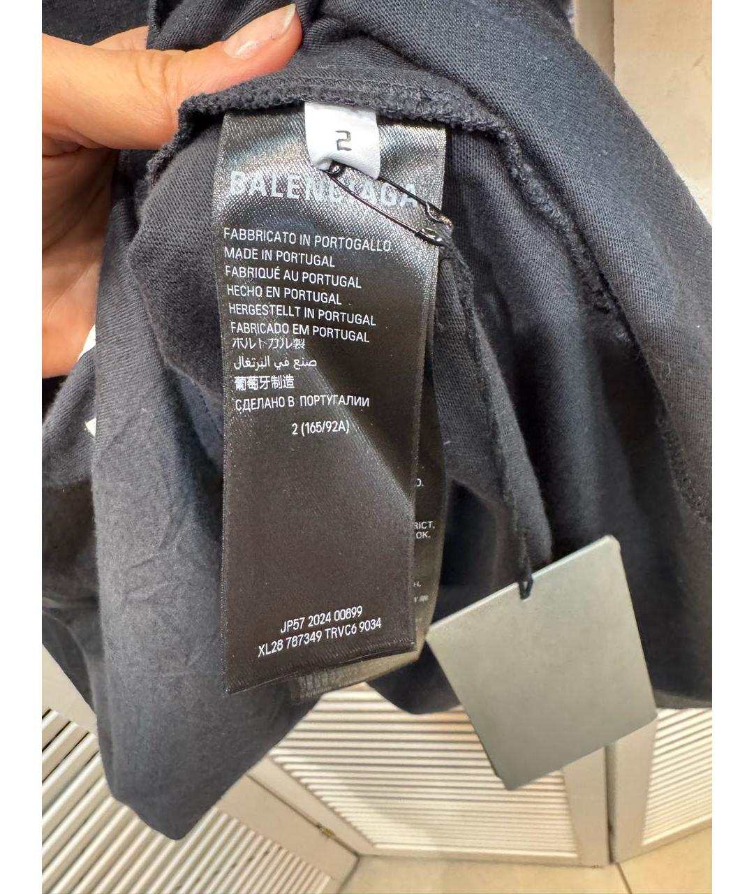 BALENCIAGA Черная хлопковая футболка, фото 5